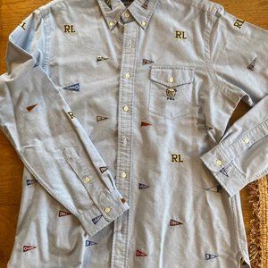 Ralph Lauren men's classic fit embroidered button-down dress shirt Large L